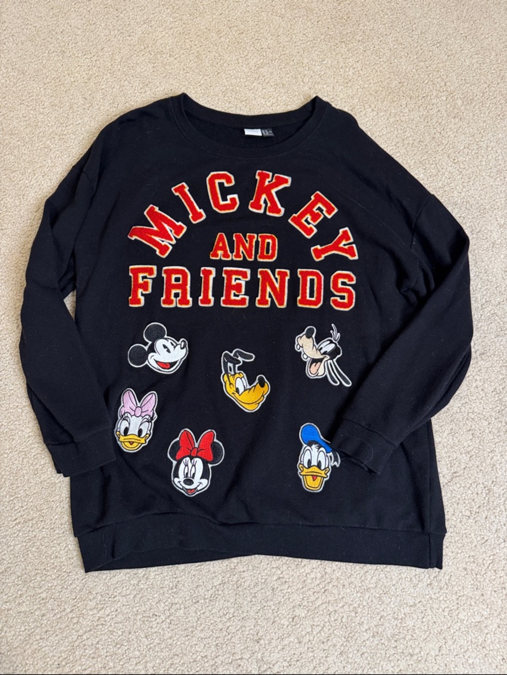 Disney Black Sweatshirt with Multicolor Character Accents
